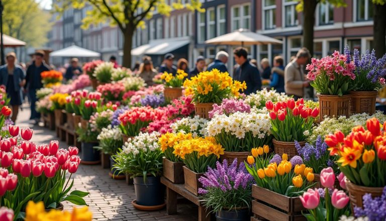 explorez le marché aux fleurs d'amsterdam et laissez-vous émerveiller par ses trésors colorés, une expérience unique entre parfum, couleurs et ambiance animée.