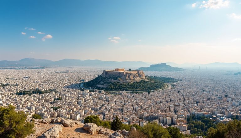 admirez depuis le mont lycabette un panorama exceptionnel sur athènes et ses monuments, avec une vue imprenable sur la capitale grecque.